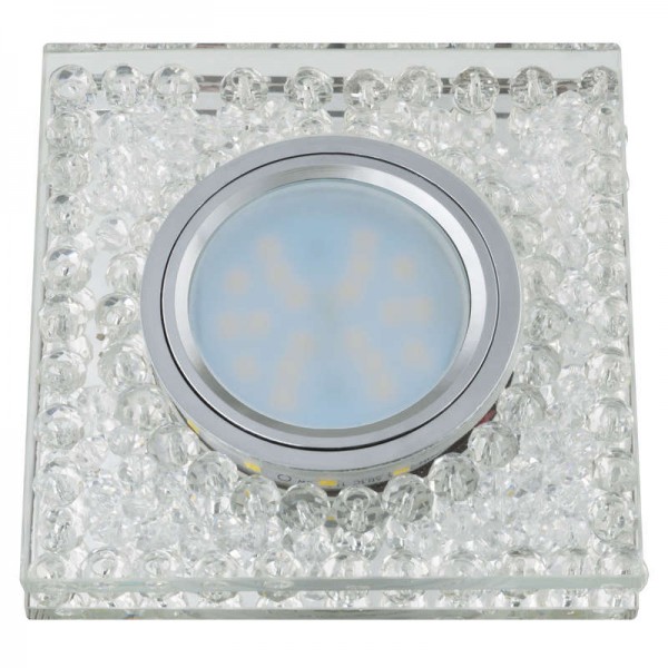  Светильник декоративный встраиваемый DLS-L134 GU5.3 CHROME/CLEAR "Luciole" без лампы GU5.3 доп. светодиод. подсветка 3Вт основание металл; хром; отделка стекло бел. Fametto UL-00002721 
