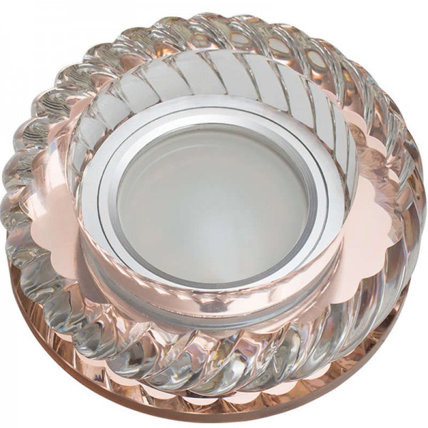  Светильник декоративный встраиваемый DLS-L123 GU5.3 BRONZE/CLEAR "Luciole" без лампы GU5.3 доп. светодиод. подсветка 3Вт основание стекло; бронза; отделка кристалл прозр. Fametto UL-00000373 
