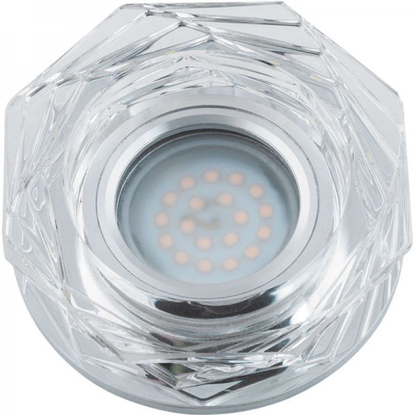  Светильник декоративный встраиваемый DLS-L122 GU5.3 GLASSY/CLEAR/RGB "Luciole" без лампы GU5.3 доп. светодиод. подсветка 3Вт RGB основание стекло зеркал. отделка кристалл прозр. Fametto UL-00000371 