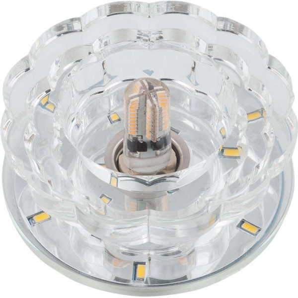  Светильник декоративный встраиваемый DLS-L124 G9 GLASSY/CLEAR "Luciole" без лампы G9 доп. светодиод. подсветка 3Вт основание стекло зеркал. отделка кристалл прозр. Fametto UL-00000375 