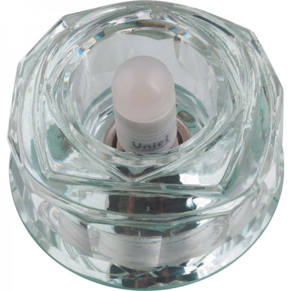  Светильник декоративный встраиваемый DLS-L119 G9 GLASSY/CLEAR/RGB "Luciole" без лампы G9 доп. светодиод. подсветка 1Вт RGB основание стекло зеркал. отделка кристалл прозр. Fametto 10746 