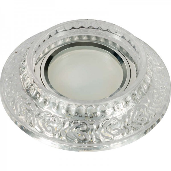  Светильник декоративный встраиваемый DLS-L105 GU5.3 CHROME/CLEAR "Luciole" без лампы GU5.3 доп. светодиод. подсветка 3Вт основание металл; хром; отделка кристалл прозр. Fametto UL-00000356 