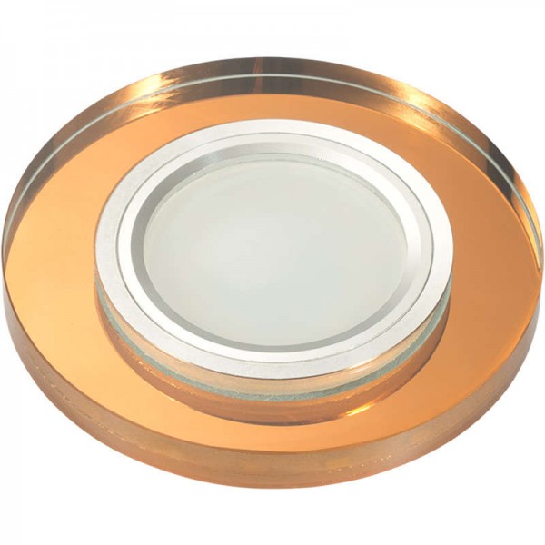  Светильник декоративный встраиваемый DLS-L106 GU5.3 CHROME/BRONZE "Luciole" без лампы GU5.3 доп. светодиод. подсветка 3Вт основание металл; хром отделка стекло цвета бронза Fametto UL-00000357 