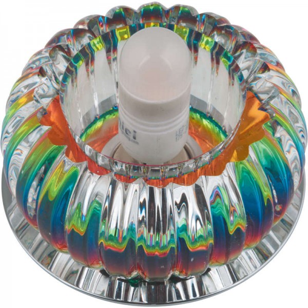  Светильник декоративный встраиваемый DLS-F115 G9 CHROME/COLOUR "Fiore" без лампы G9 основание металл; хром отделка кристалл радужн. Fametto 10747 