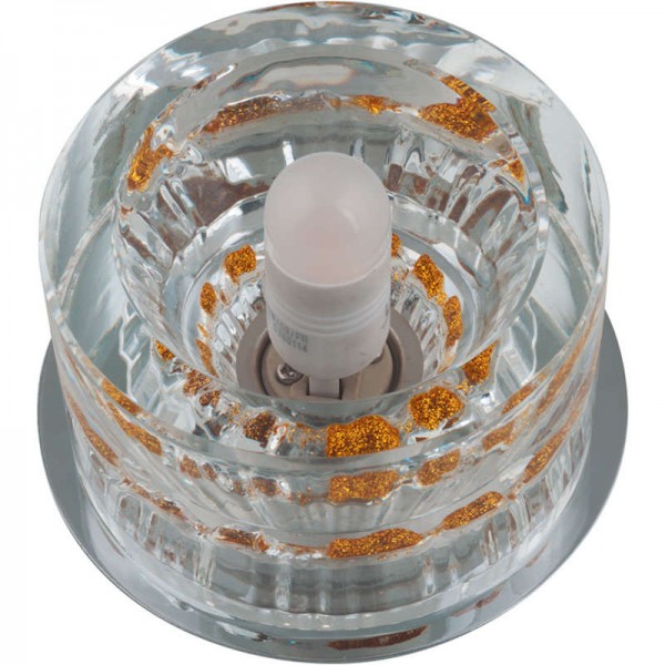  Светильник декоративный встраиваемый DLS-F119 G9 CHROME/CLEAR+GOLD "Fiore" без лампы G9 основание металл; хром; отделка кристалл прозр. с элементами зол. Fametto 10751 