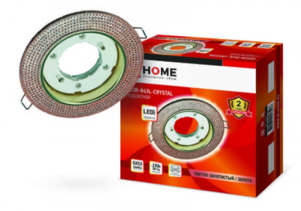  Светильник GX53R-crystal R43L GX53 230В встраиваемый с подсветкой свет.зол./ зол. IN HOME 4690612016207 