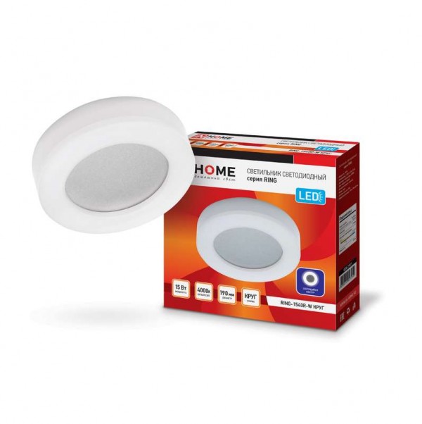  Светильник светодиодный RING-1540R-W 15Вт 230В 4000К 910лм 190мм IP65 круг IN HOME 4690612023250 