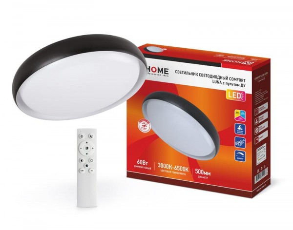  Светильник светодиодный COMFORT LUNA 60Вт 230В 3000-6500К 4800лм 500х110мм c пультом ДУ IN HOME 4690612034430 