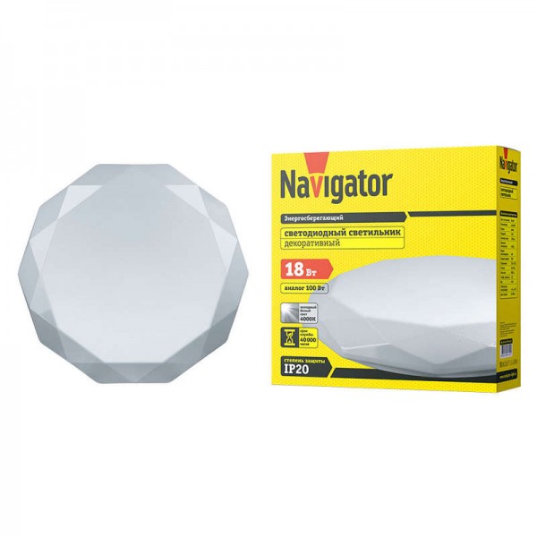  Светильник 61 754 NBL-R10-18-4K-IP20-LED алмаз Navigator 61754 