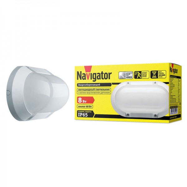  Светильник 61 590 NBL-PO1-8-4K-WH-IP65-SNRV-LED Navigator 61590 