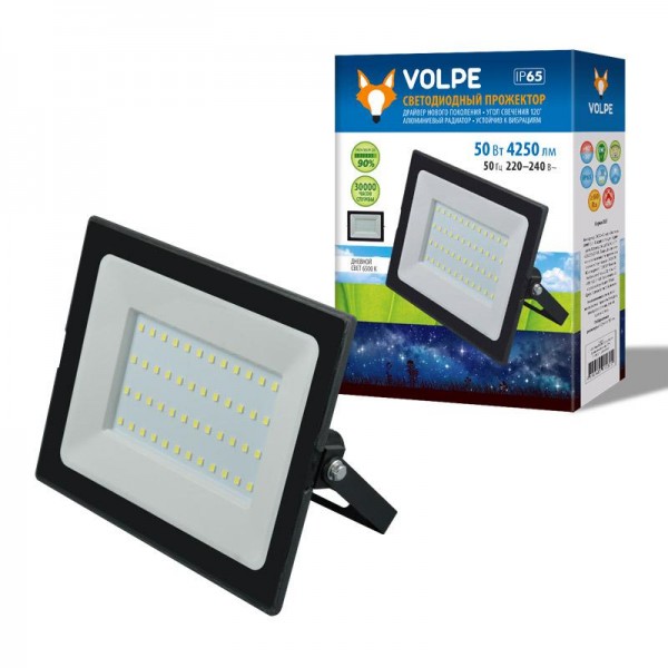  Прожектор светодиодный ULF-Q513 50W/6500K IP65 220-240В BLACK корпус черн. Volpe UL-00004342 