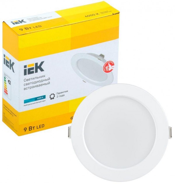  Светильник светодиодный ДВО 1612 9Вт 4000К IP20 круг бел. IEK LDVO0-1612-09-4000-K01 
