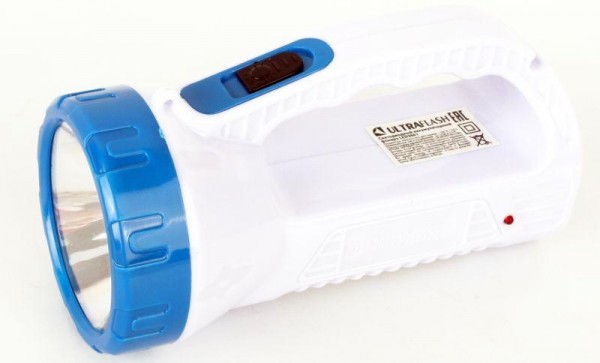  Фонарь аккумуляторный LED3861 аккум. 220В бел. 1Вт LED +12SMD LED 2 режима SLA пласт. коробка Ultraflash 14256 