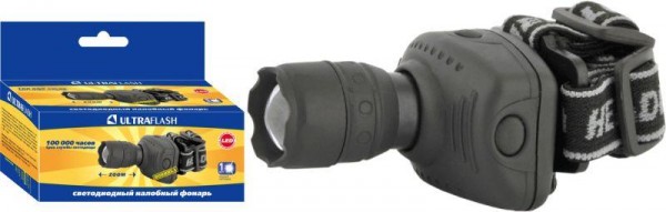  Фонарь налобный LED 5354 (1Вт LED ZOOM 3 режима; 3хR03 сер.) Ultraflash 11549 