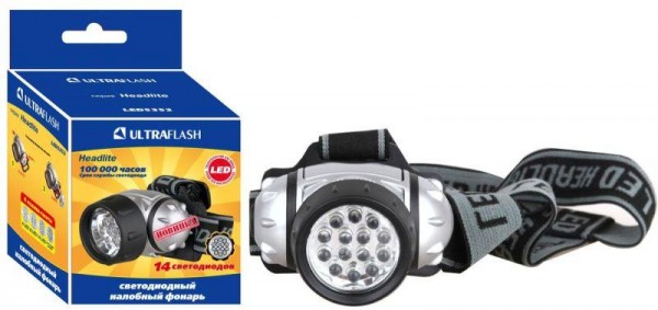  Фонарь налобный LED 5352 (14LED 4 режима; 3хR03 метал.) Ultraflash 10261 