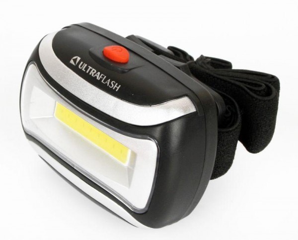  Фонарь налобный LED 5380 (3Вт COB LED 3 режима черн. пласт. пакет) Ultraflash 12870 
