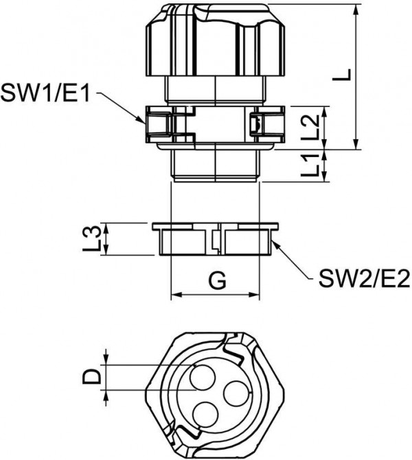  Ввод кабельный разборный V-TEC TB25 3х7 OBO 2024927 