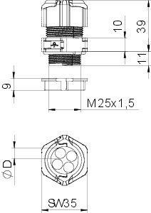  Ввод кабельный разборный V-TEC TB25 4х8 OBO 2024931 