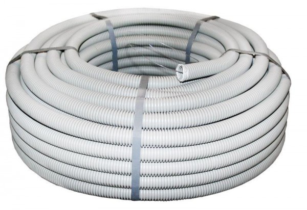  Труба гофрированная ПВХ d40мм с протяжкой сер. (уп.15м) Plast PROxima EKF tg-z-40 