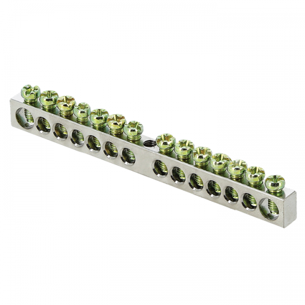  Шина PEN "ноль-земля" 6х9 14 отв. никель крепеж по центру PROxima EKF sn1-63-14 