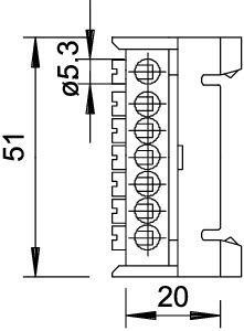 Клемма защитного провода 7х16кв.мм 60 S 7х16 GBGN желт./зел. OBO 2054019 
