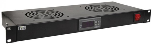  Модуль 19 дюйм 1U вент. 2 вентилятора с цифровым термостатом черн. ITK FM05-1U2TS 