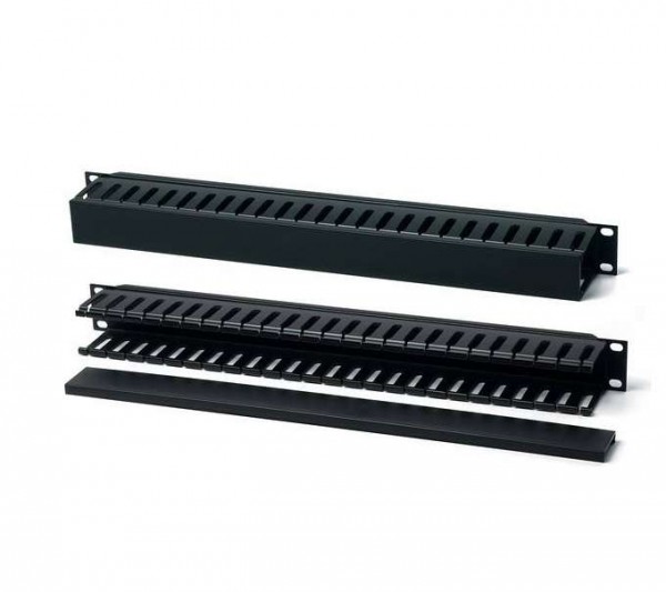  Организатор CM-1U-PL-COV кабельный с пласт. кольцами и крышкой 19дюйм 1U Hyperline 16488 