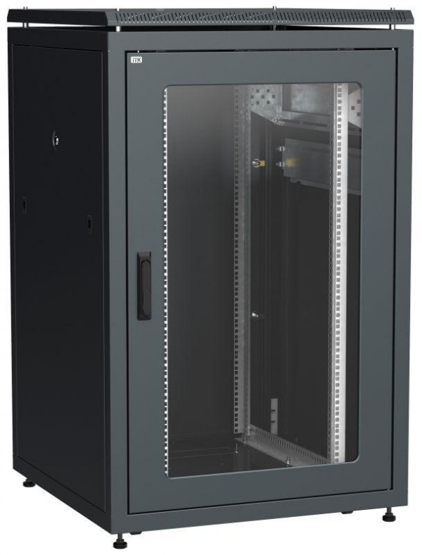  Шкаф сетевой LINEA N 24U 800х800мм стекл. передняя дверь задняя металлическая черн. ITK LN05-24U88-GM 