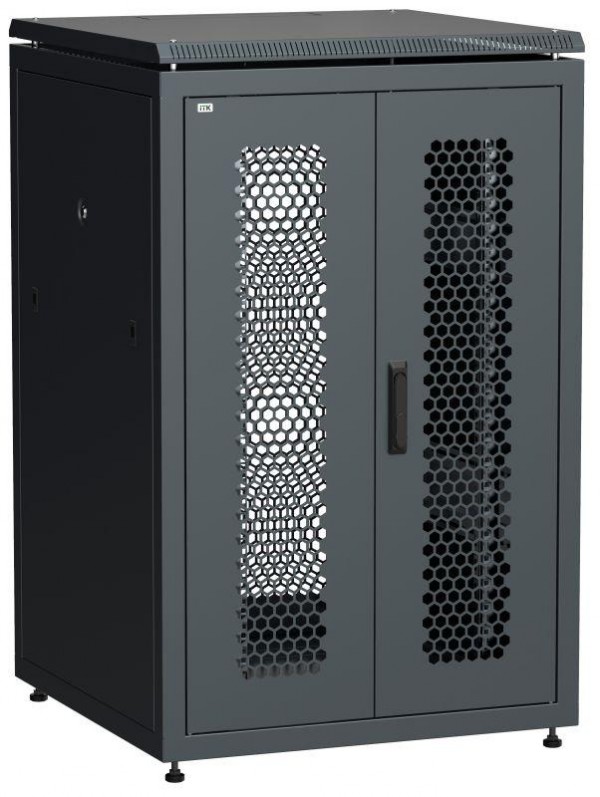  Шкаф сетевой LINEA N 24U 800х800мм распашная перф. передняя дверь задняя перф. черн. ITK LN05-24U88-2PP 