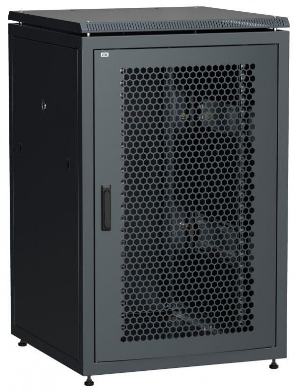  Шкаф сетевой LINEA N 18U 800х800мм перф. передняя дверь задняя металлическая черн. ITK LN05-18U88-PM 