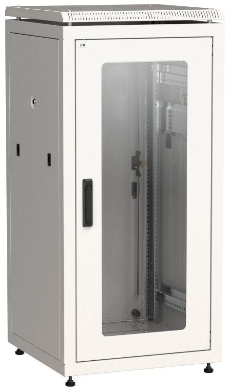  Шкаф сетевой 19дюйм LINEA N 18U 600х600мм стеклянная передняя дверь задняя металлическая сер. ITK LN35-18U66-GM 