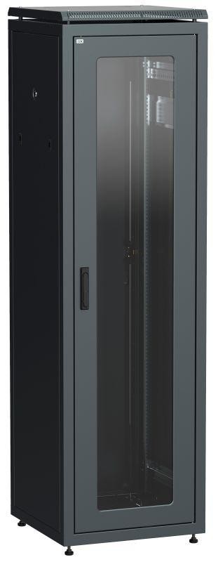  Шкаф сетевой 19дюйм LINEA N 42U 600х600мм стеклянная передняя дверь задняя металлическая черн. ITK LN05-42U66-GM 