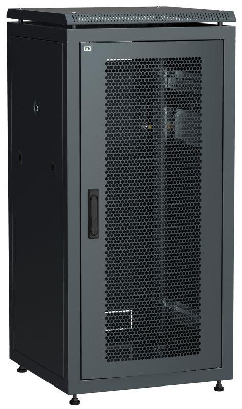  Шкаф сетевой 19дюйм LINEA N 28U 600х600мм перфорированная передняя дверь черн. ITK LN05-28U66-P 
