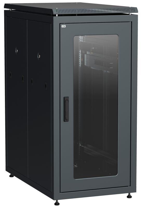  Шкаф сетевой 19дюйм  LINEA N 28U 600х1000мм стеклянная передняя дверь черн. ITK LN05-28U61-G 
