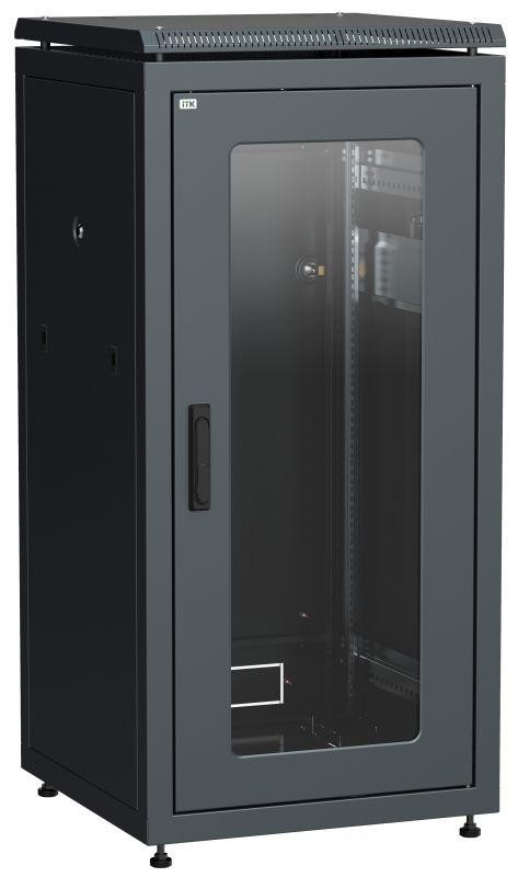  Шкаф сетевой 19дюйм LINEA N 24U 600х800мм стекл. передн. дверь черн. ITK LN05-24U68-G 