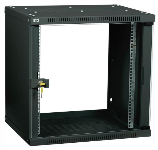  Шкаф LINEA WE 9U 600x450мм дверь стекло черн. ITK LWE5-09U64-GF 