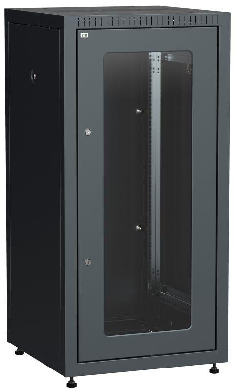  Шкаф сетевой LINEA E 24U 600х600мм стекл. передняя дверь задняя металлическая черн. ITK LE05-24U66-GM 