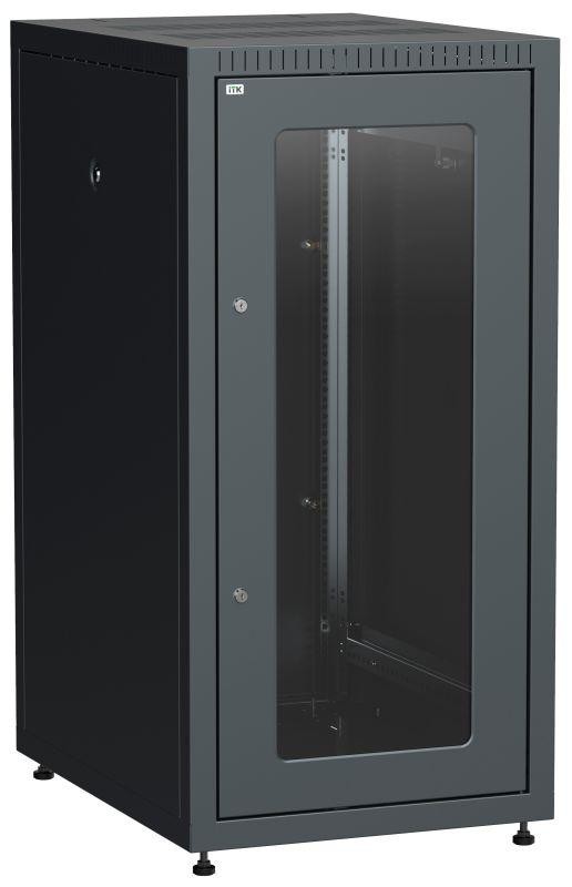  Шкаф сетевой LINEA E 24U 600х800мм стекл. передняя дверь задняя металлическая черн. ITK LE05-24U68-GM 