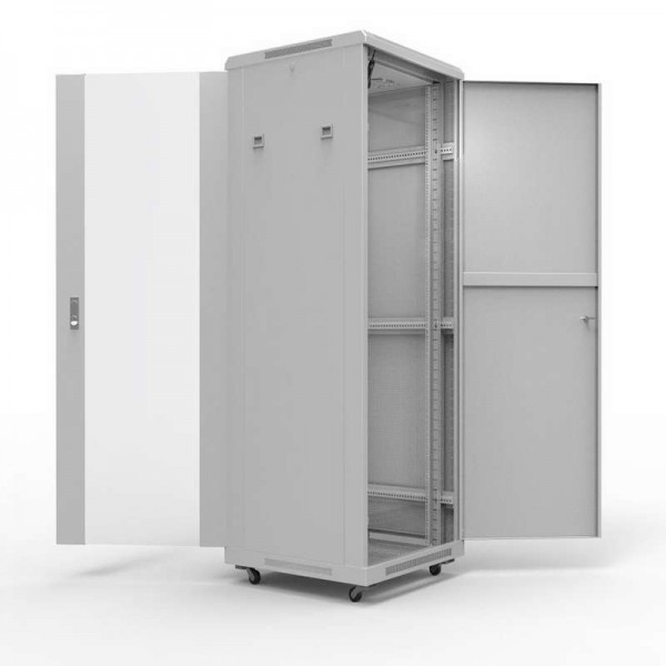  Шкаф напольный 19дюйм Standart 47U 600х800мм передняя дверь стекло задняя дверь металл RAL7035 Rexant 04-2303 