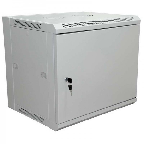  Шкаф настенный 19дюйм 18U 600х600х964мм (ШхГхВ) передняя дверь металл боковые стенки съемные (разобранный) RAL7035 Rexant 04-2234 