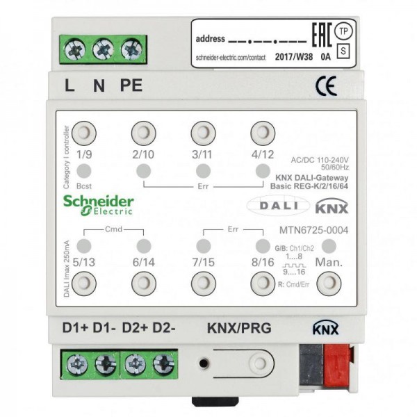  Шлюз KNX DALI Basic/2/16/64 SchE MTN6725-0004 