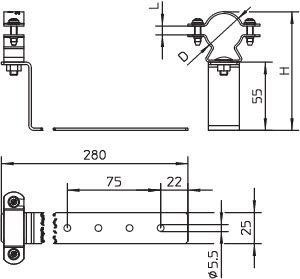  Держатель изол. токоотвода дистанционный isCon H280 26 VA OBO 5408074 