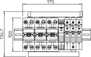  Комплект молниеотвод с разрядником MCD+20V 3 полюсн. PS3-B+C TNC-FC OBO 5089754 