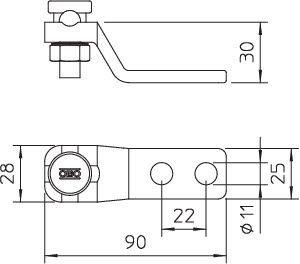  Соединитель угловой с крепежной клеммой 5005 DIN-FT OBO 5304601 