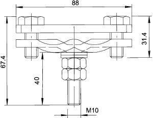  Соединитель диагональный d6-22мм огневое цинк. 250 A-BO OBO 5313066 