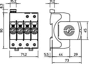  Устройство защиты от импульсных перенапр. УЗИП 550В SurgeController V20-4+FS-550 4 пол. OBO 5095314 