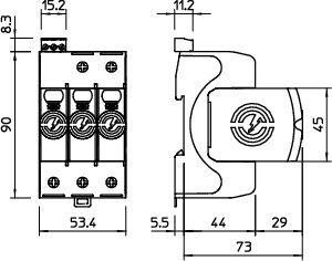  Устройство защиты от импульсных перенапр. УЗИП 550В SurgeController V20-3+FS-550 3 пол. OBO 5095313 