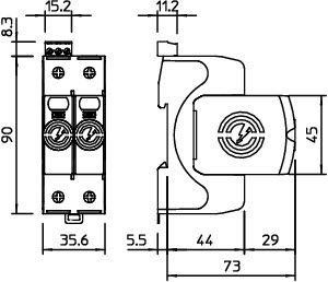  Устройство защиты от импульсных перенапр. УЗИП 550В SurgeController V20-2+FS-550 2 пол. OBO 5095312 