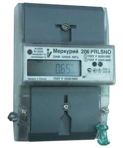  Счетчик "Меркурий" 206 RN 1ф 5-60А 1.0/2.0 класс точн. многотариф. оптопорт RS485 ЖКИ Моск. вр. Инкотекс М0000051785 