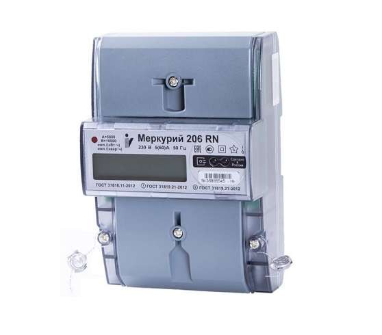  Счетчик "Меркурий" 206 PRSNO 1ф 5-60А 1.0/2.0 класс точн. многотариф. оптопорт RS485 с вн. питанием с реле ЖКИ юр. лица Екат. вр. Инкотекс М0000051775 